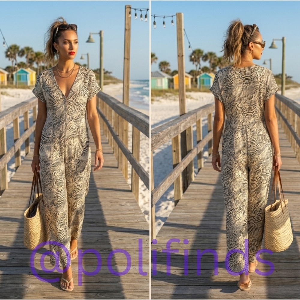 CAPULET Black&White Zebra Print Unisex Women’s size Medium Jumpsuit